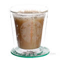 Double Wall Custom Glass Mug For Cappuccino